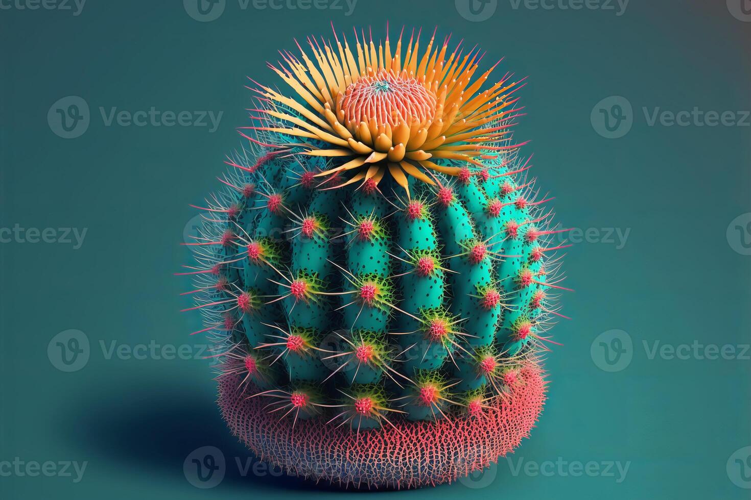 overkligt taggig kaktusar på pastell lutning bakgrund. blommig kreativ begrepp. generativ ai illustration foto