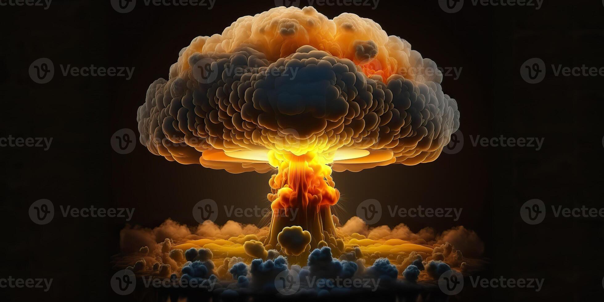 ai generativ. ai genererad. illustration av enorm atom- svamp explosion. skrämmande katastrof vibe. grafisk konst foto