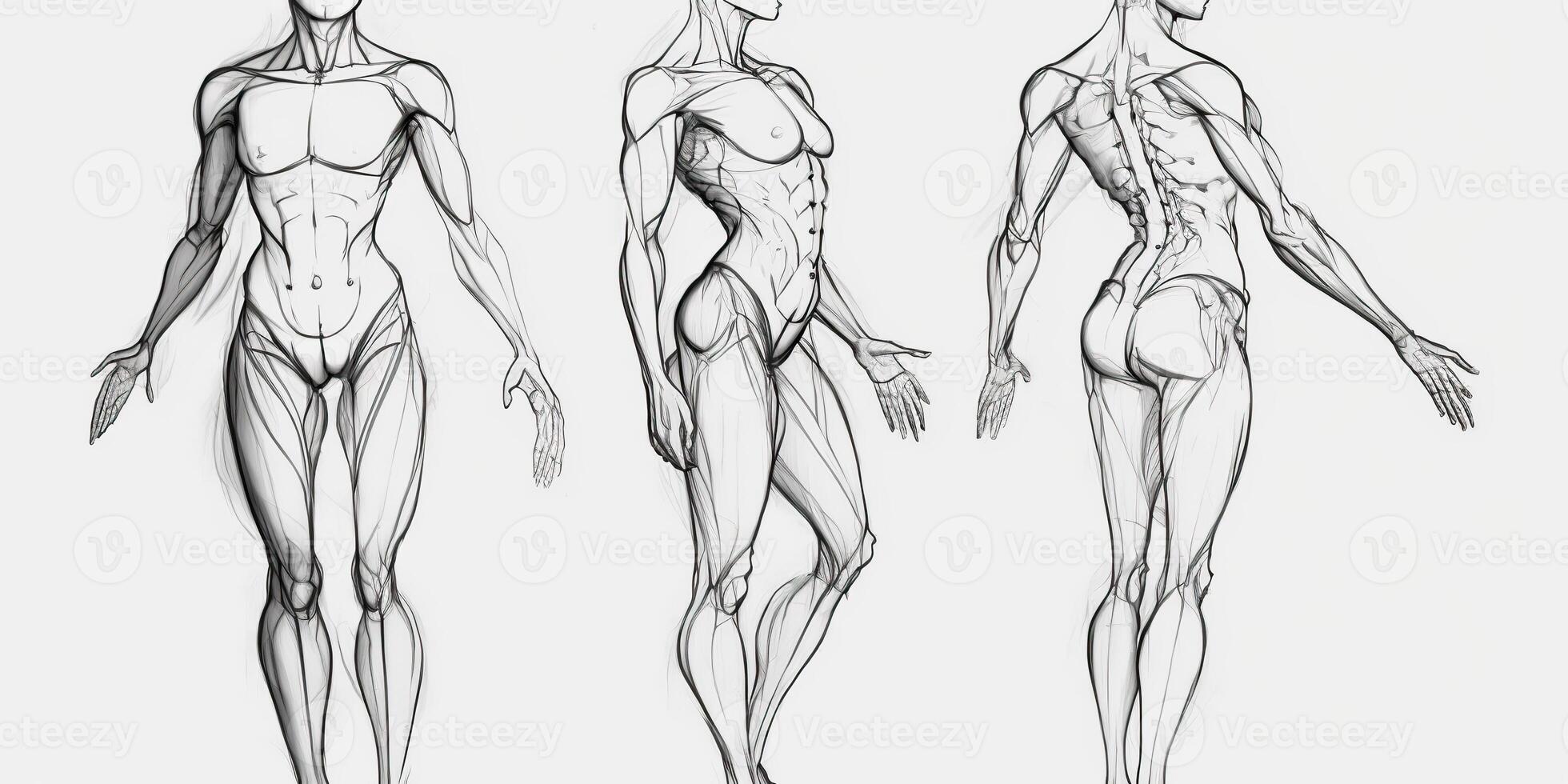 ai genererad. ai generativ. mänsklig kropp anatomt skiss. kan vara Begagnade för sudy medicin dekoration. grafisk konst foto