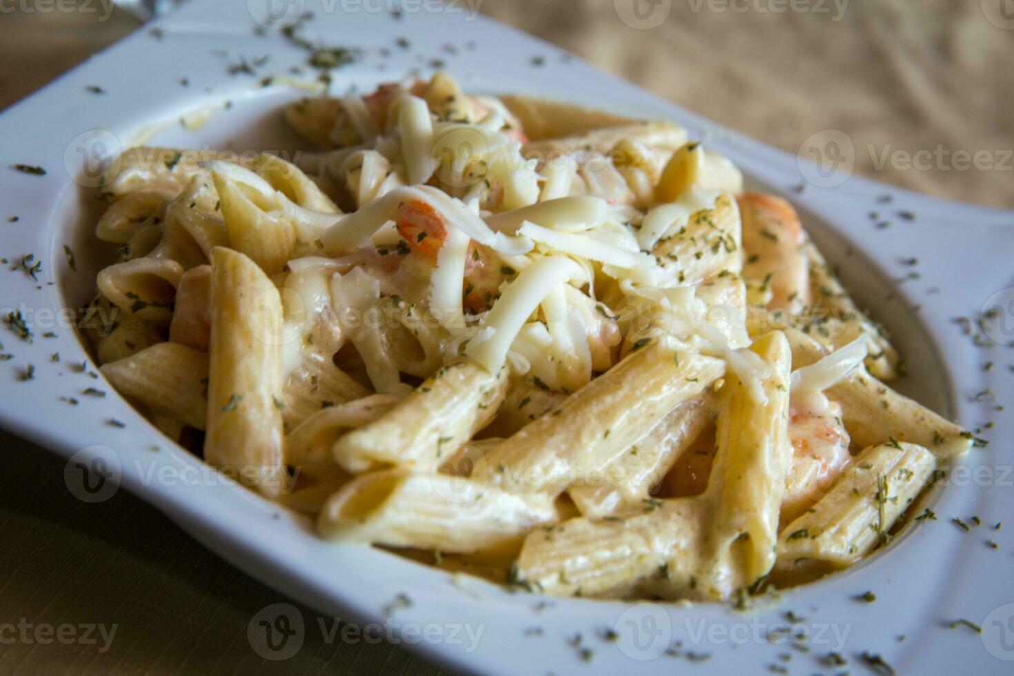 penne räka Alfredo foto