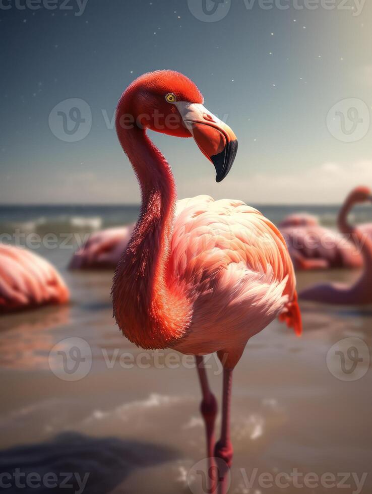 flamingo fågel . ai genererad foto