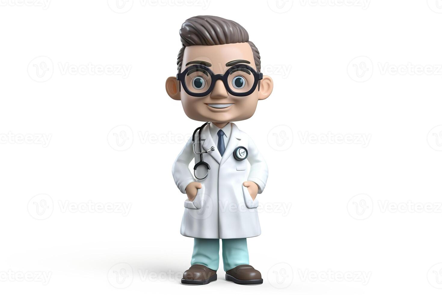 ai genererad. ai generativ. 3d blandare läkare medicin bobla huvud figur leksak. grafisk konst foto