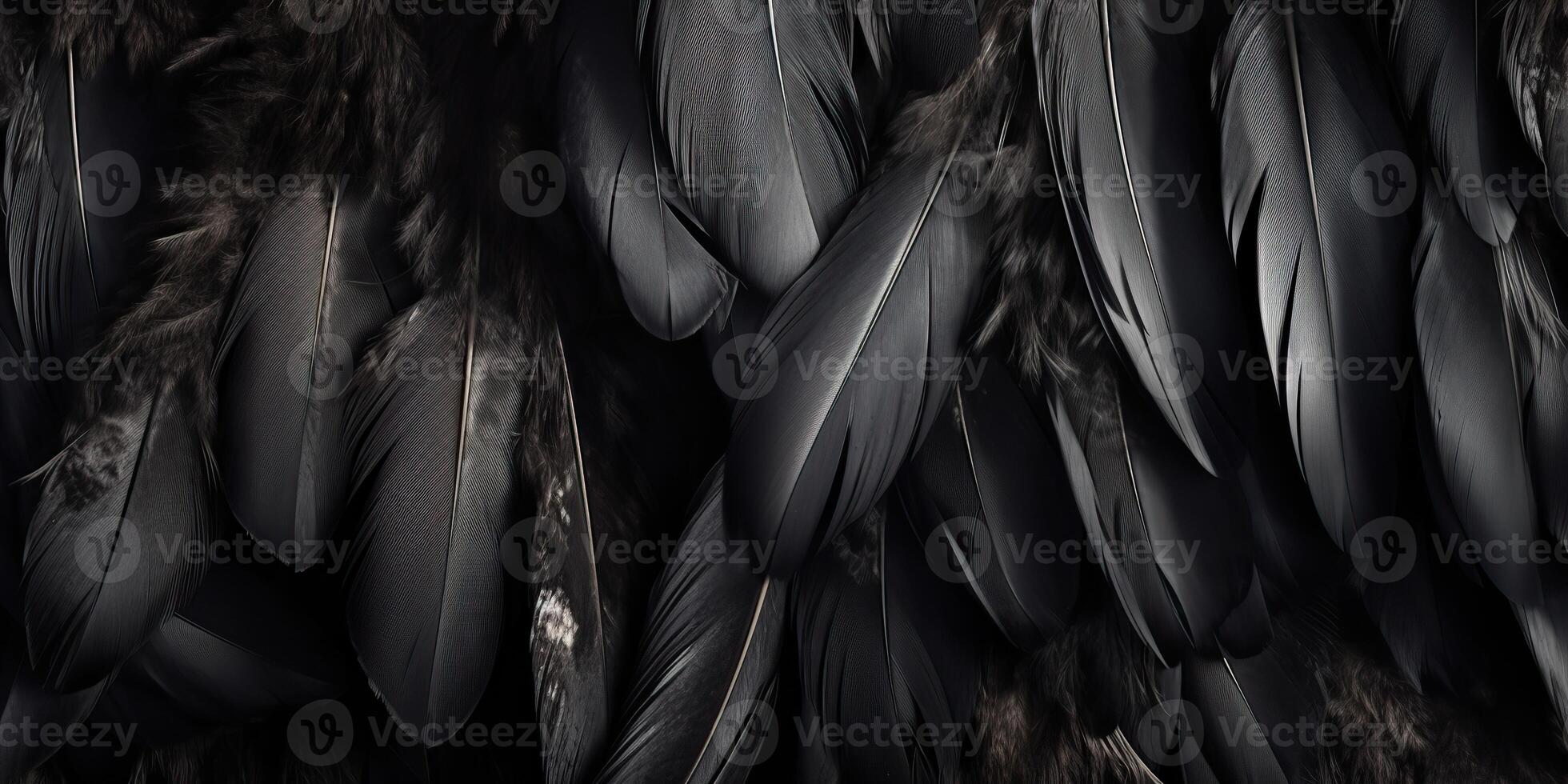 ai genererad. ai generativ. Foto realistisk svart fjädrar mönster bakgrund textur. ellegant estetik lyx vibe. grafisk konst