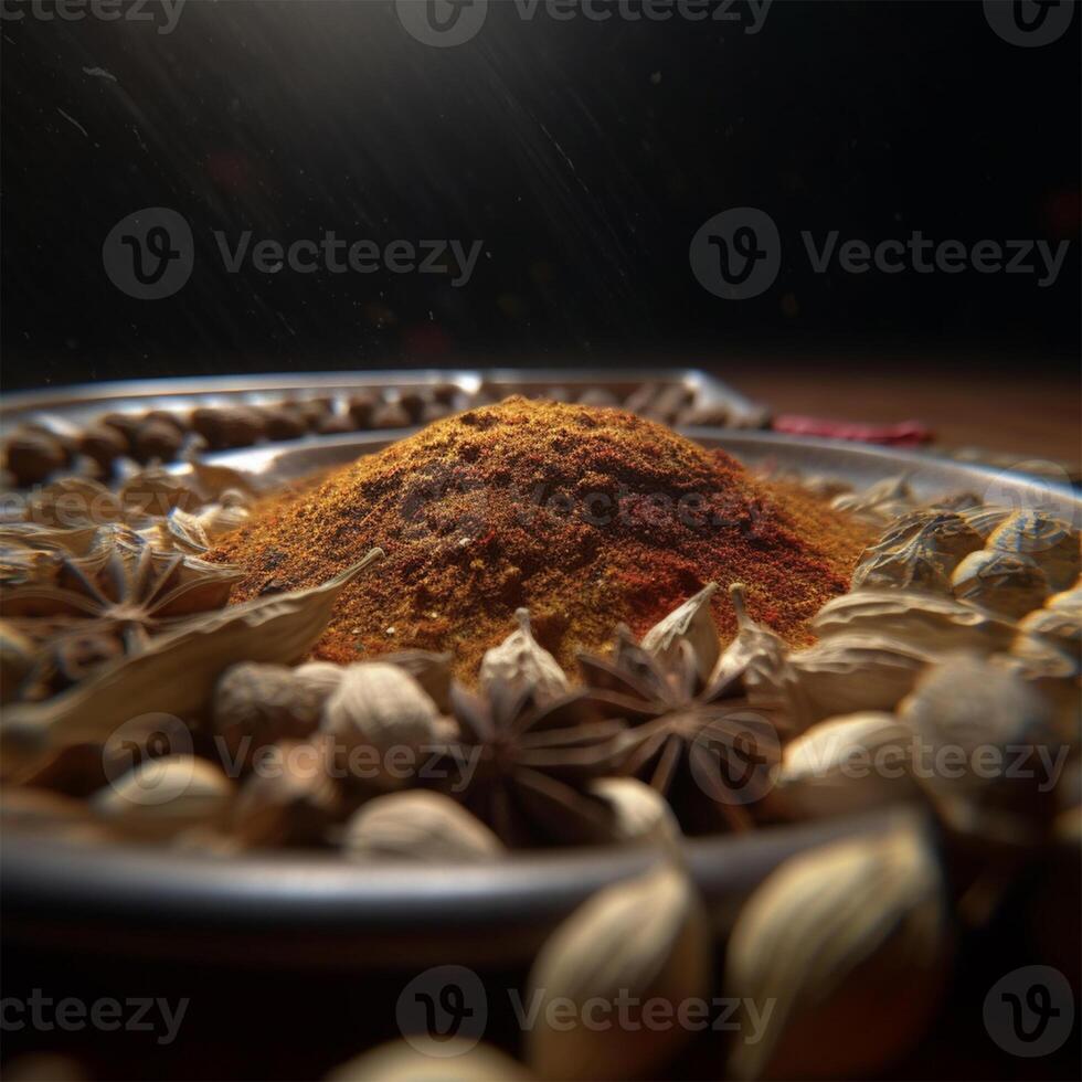 en skål av kryddor generativ ai genererad foto