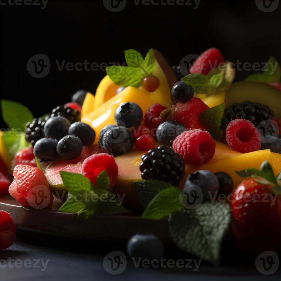 en knippa av frukt generativ ai genererad foto