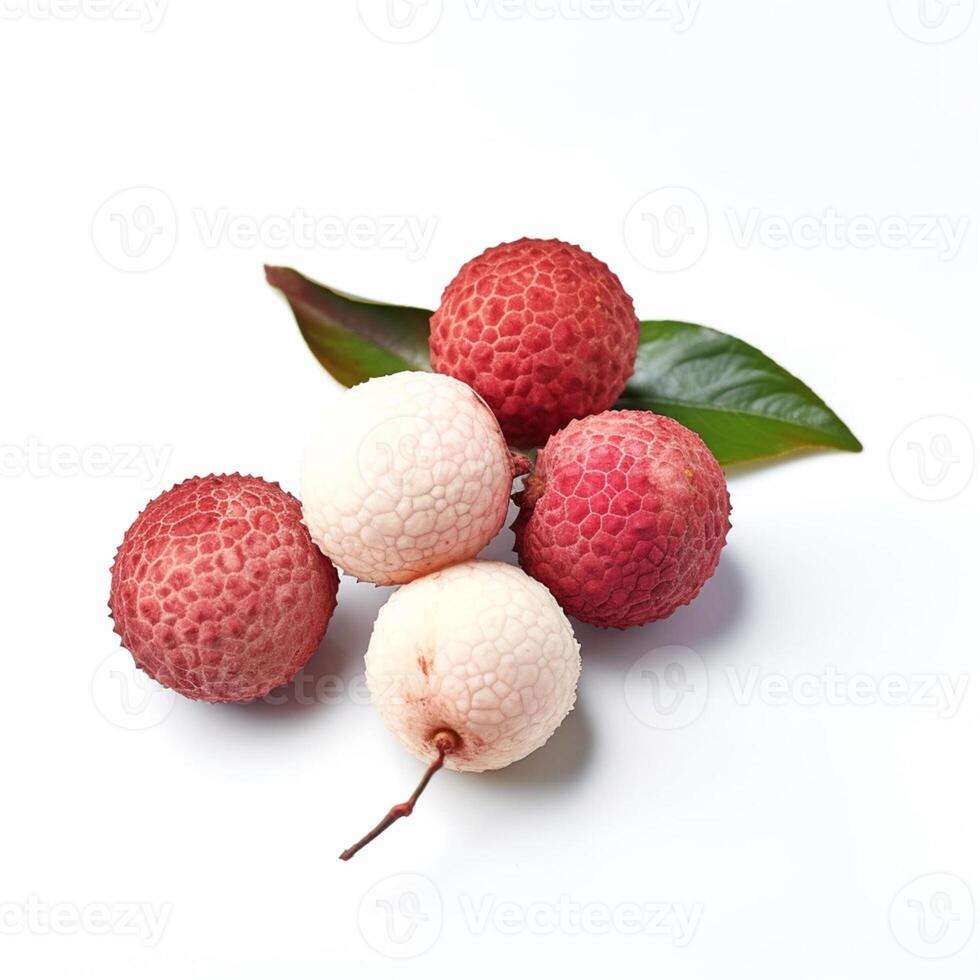 en knippa av litchi frukt generativ ai genererad foto