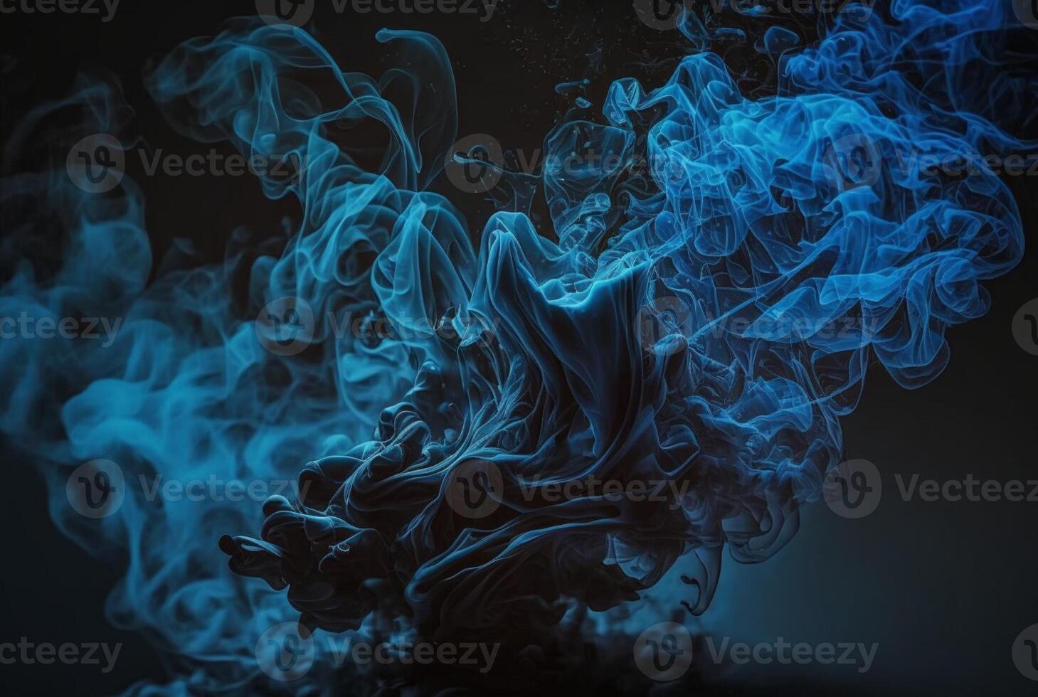 blå rök bakgrund på mörk bakgrund, generativ ai foto