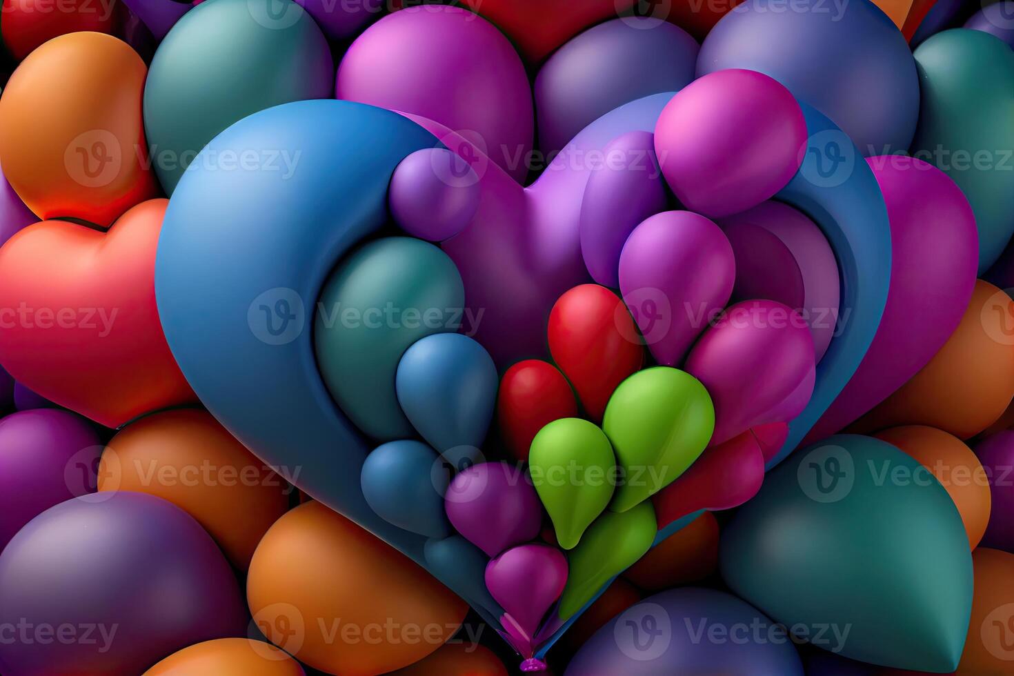 hjärtformade ballonger för hjärtans dag. generativ ai foto