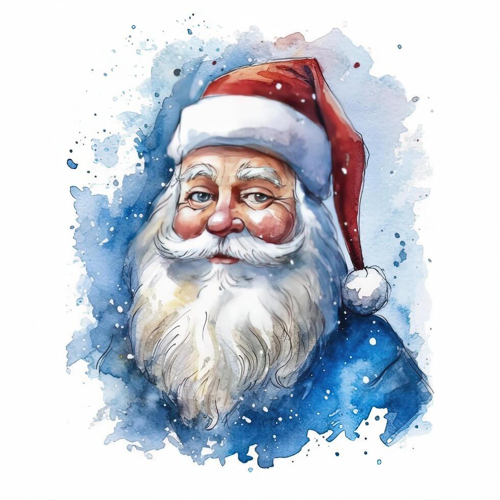 söt vattenfärg santa claus. illustration ai generativ foto