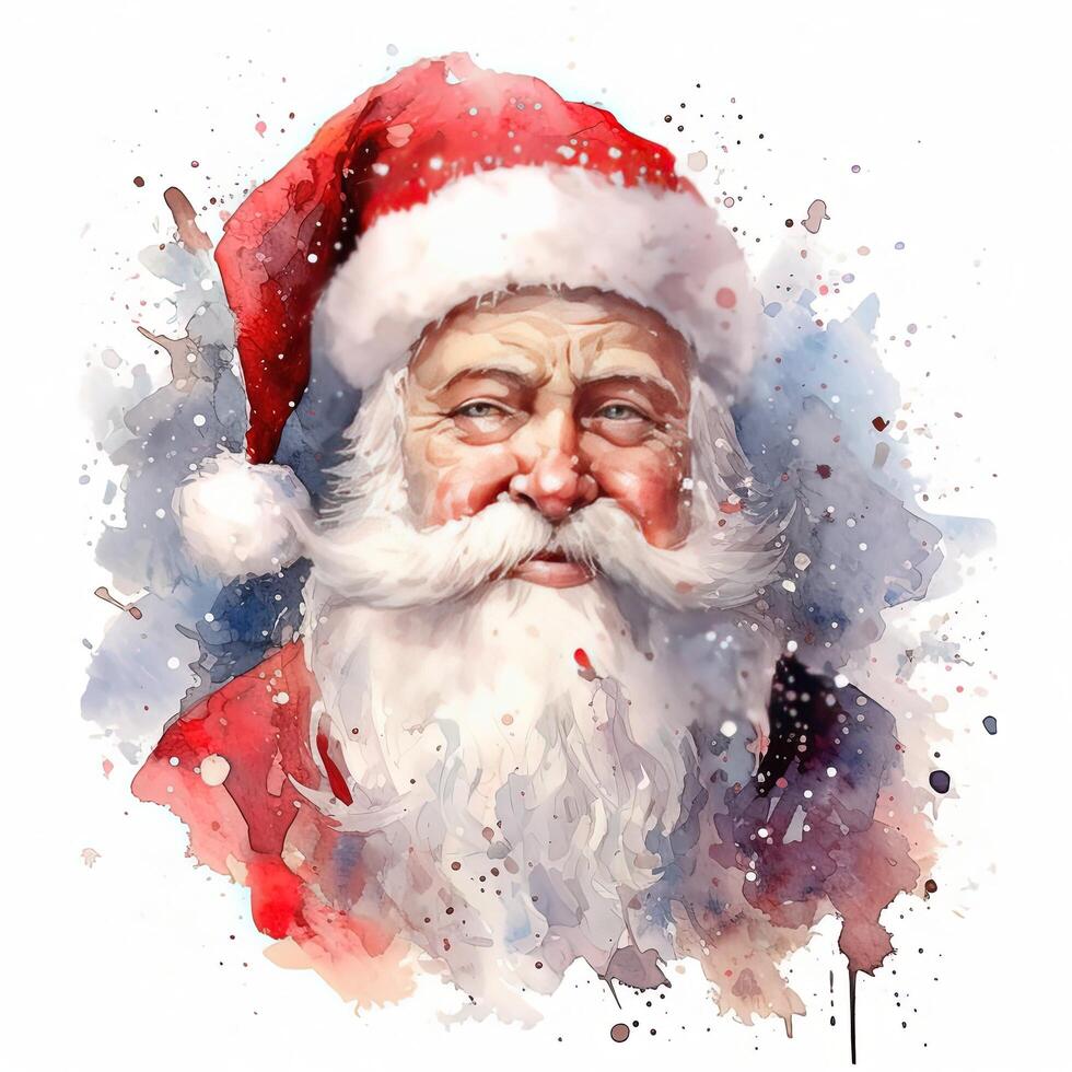 söt vattenfärg santa claus. illustration ai generativ foto