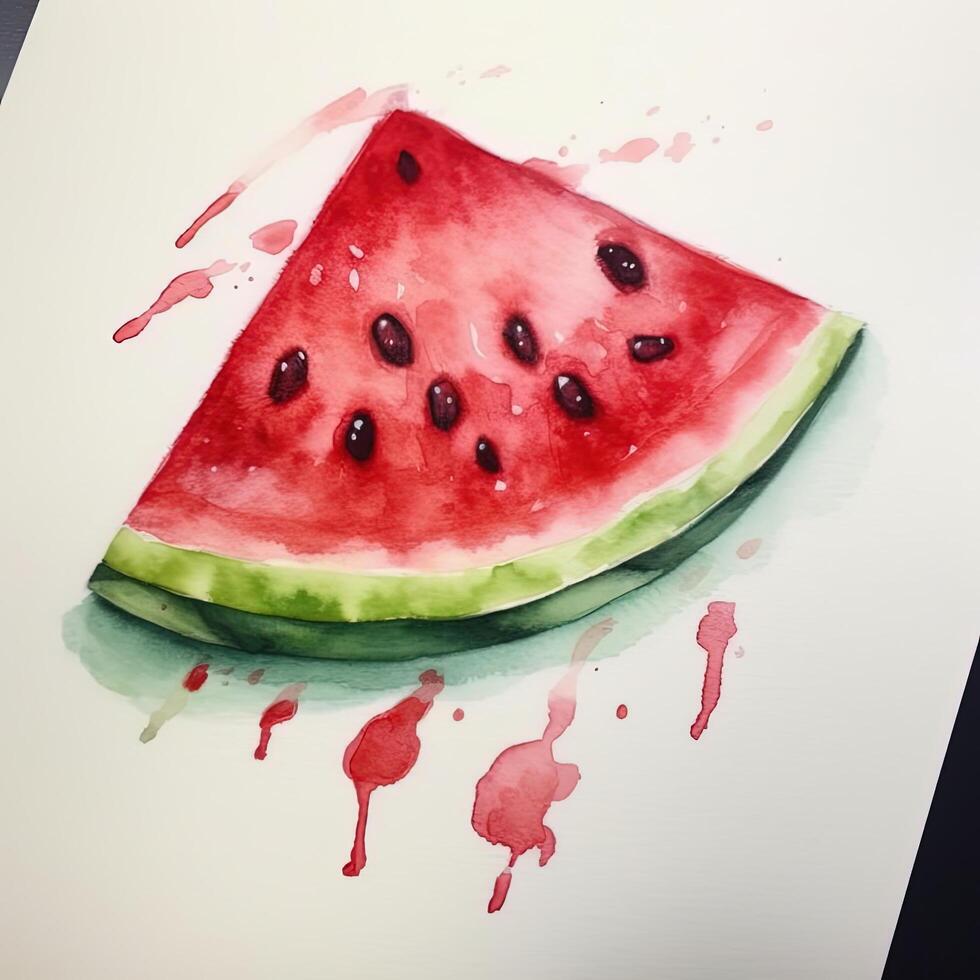 vattenfärg vattenmelon isolerat. illustration ai generativ foto