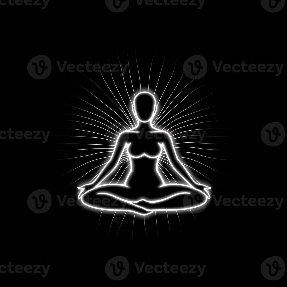 logotyp av yoga. lotus blomma logotyp med mänsklig silhuett. ai genererad. foto
