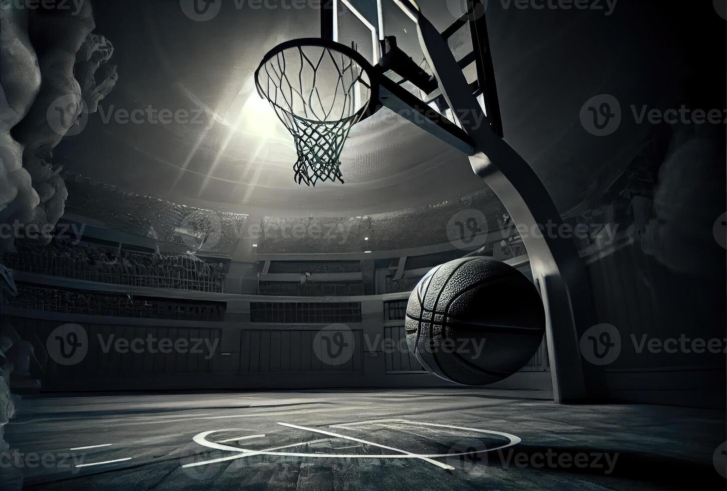 basketboll boll på de basketboll domstol. sport och idrottare begrepp. generativ ai foto