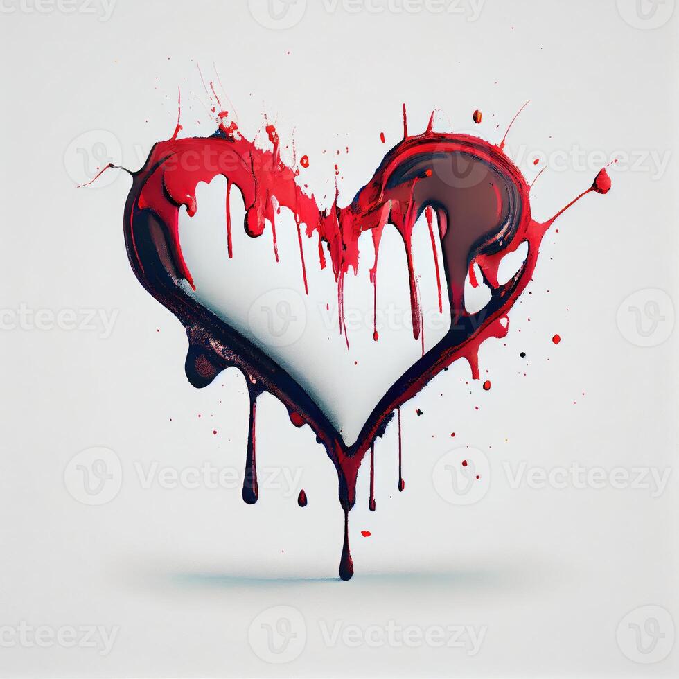 röd hjärta form på isolerat vit bakgrund. valentines dag och roman begrepp. digital konst illustration tema. generativ ai foto
