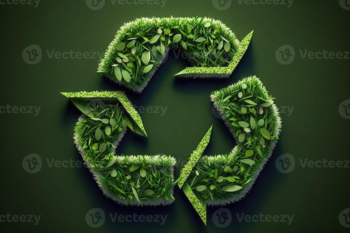 grön gräs återvinning logotyp illustration generativ ai foto