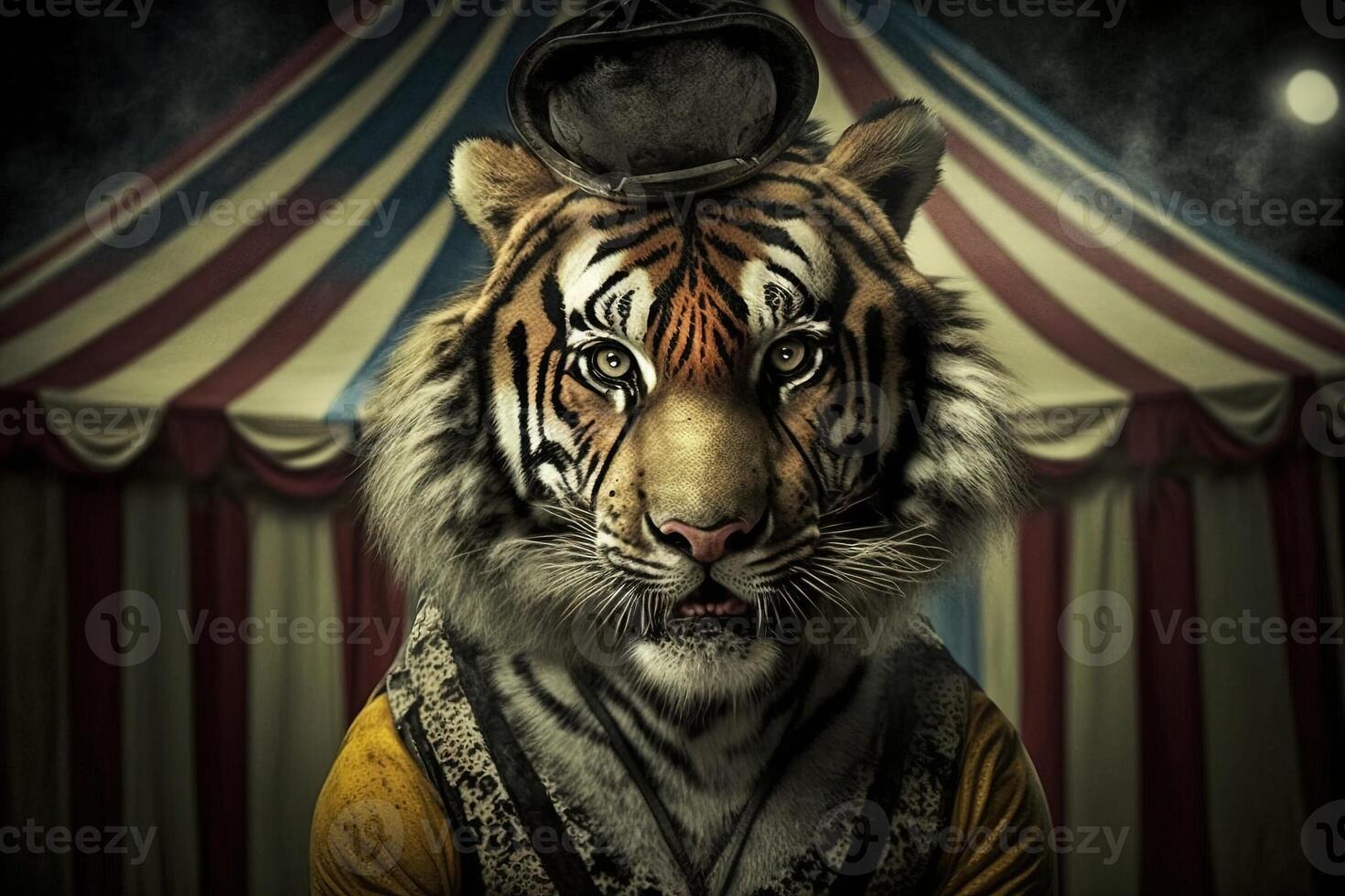 tiger cirkus djur- illustration generativ ai foto