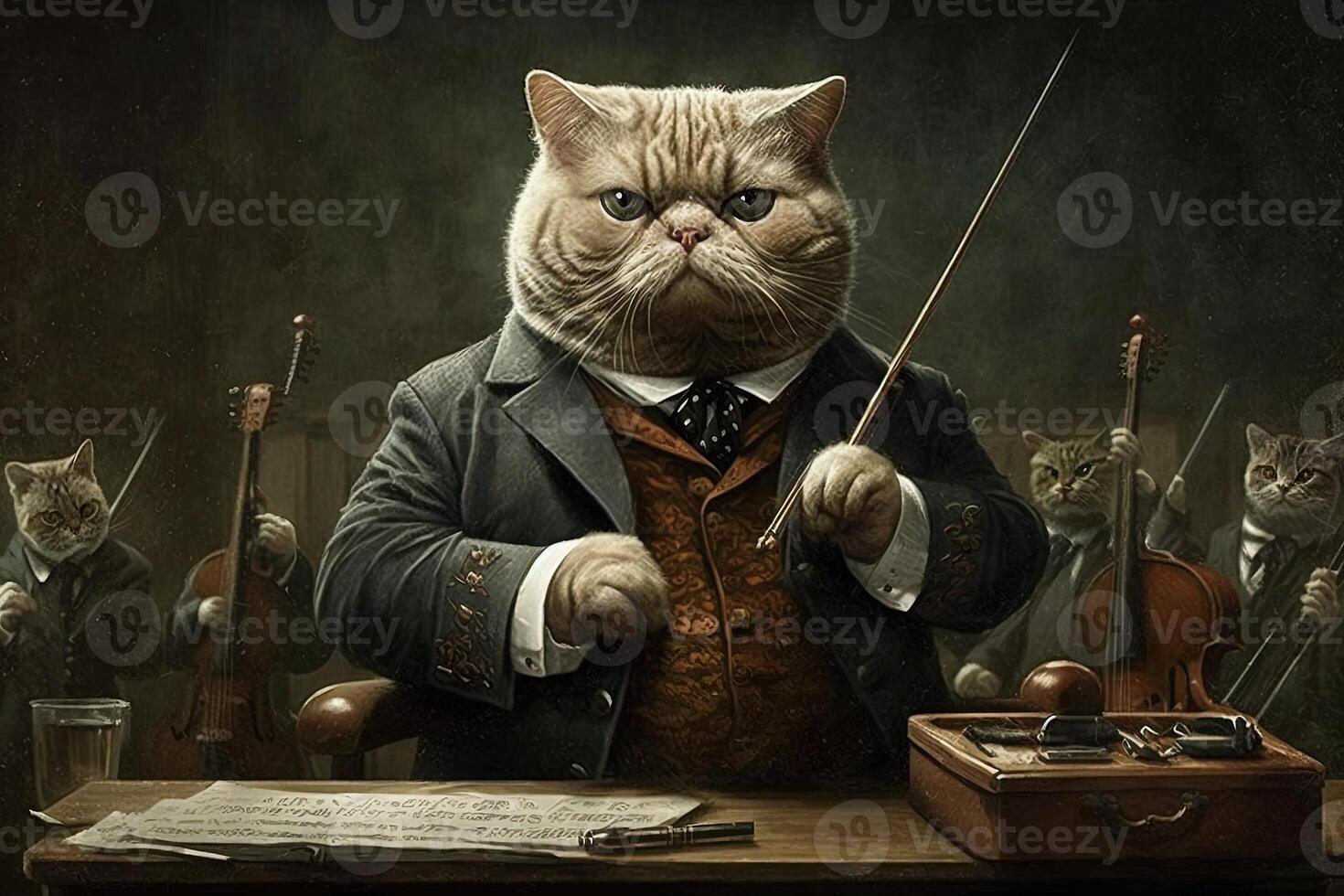 orkester direktör katt arbetssätt jobb yrke illustration generativ ai foto