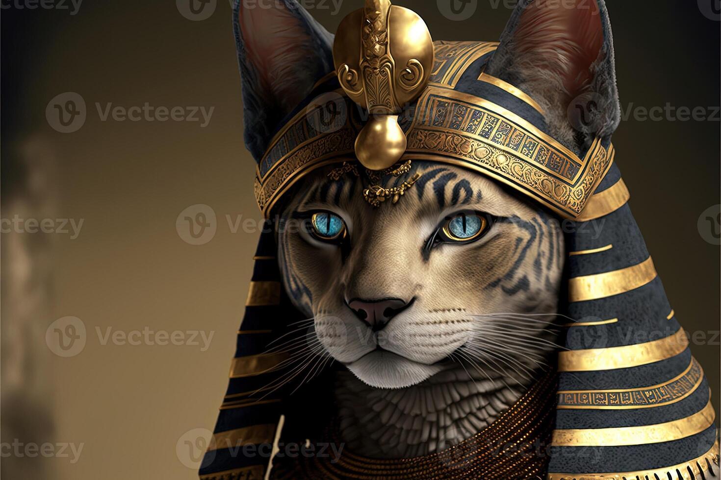 katt som egyptisk farao illustration generativ ai foto