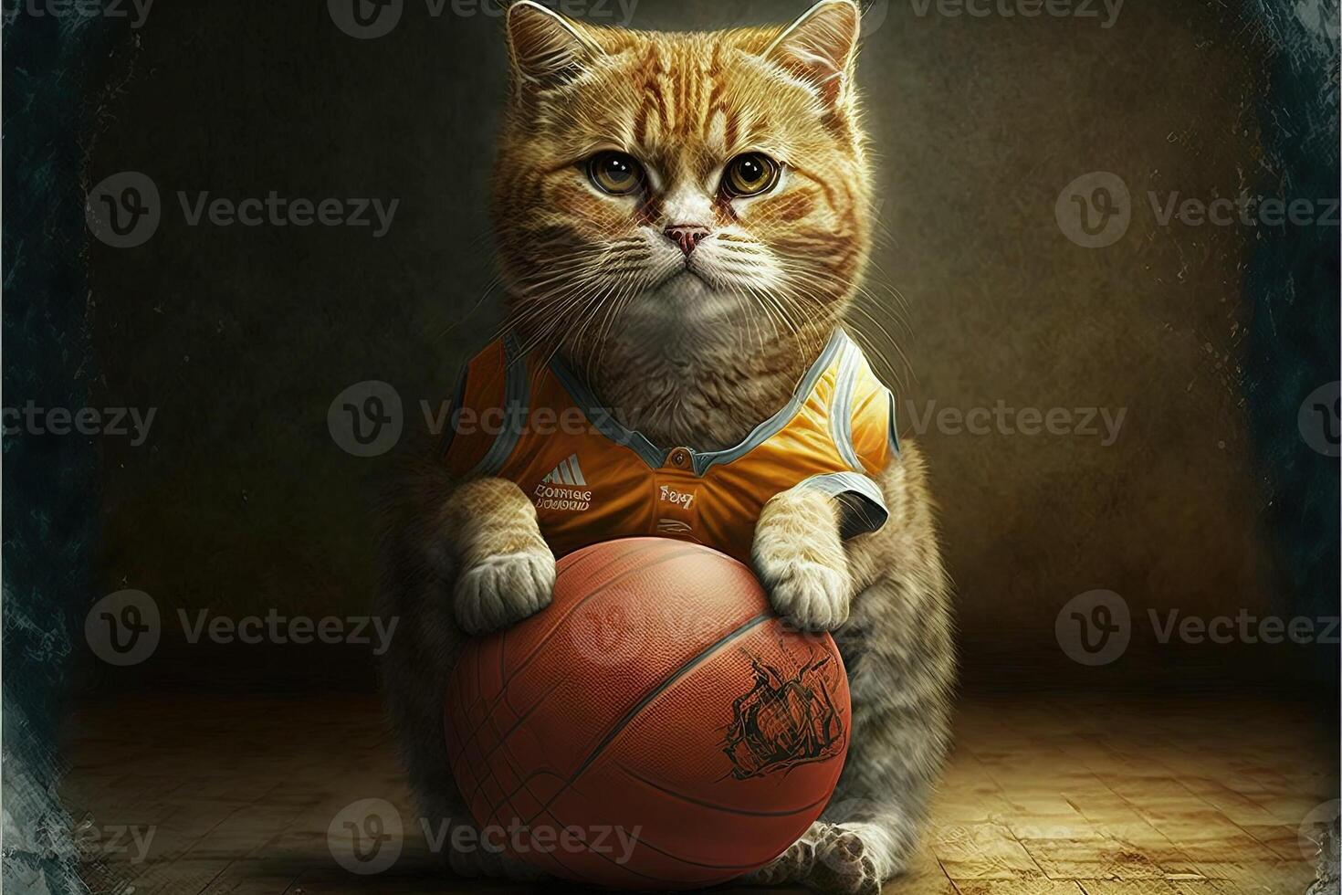 söt katt basketboll spelare illustration generativ ai foto