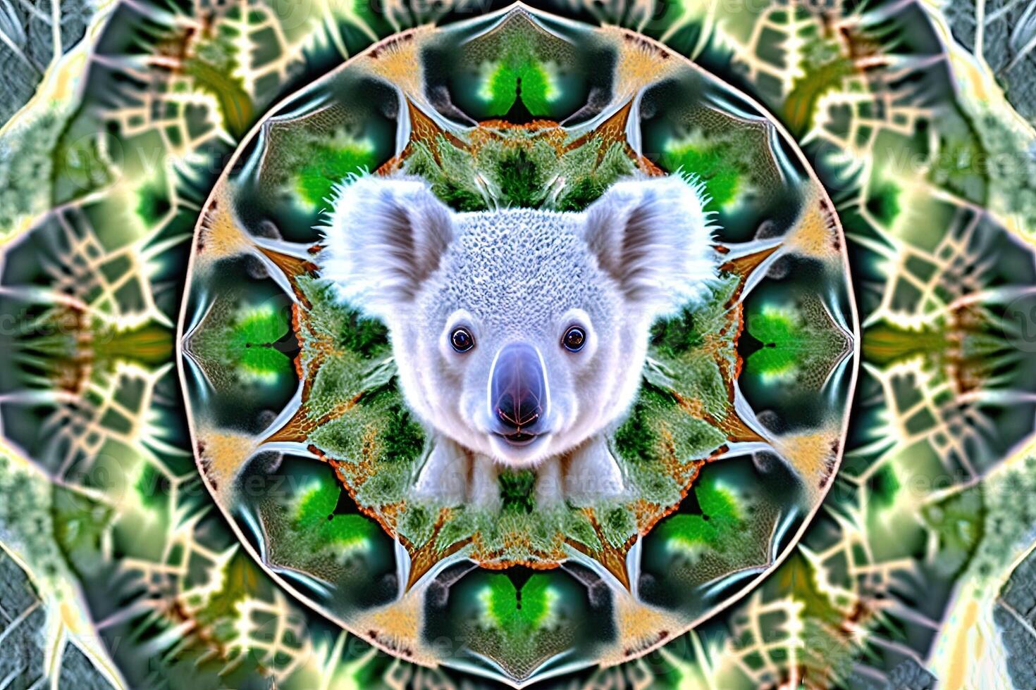 koala djur- mandala fraktal illustration generativ ai foto