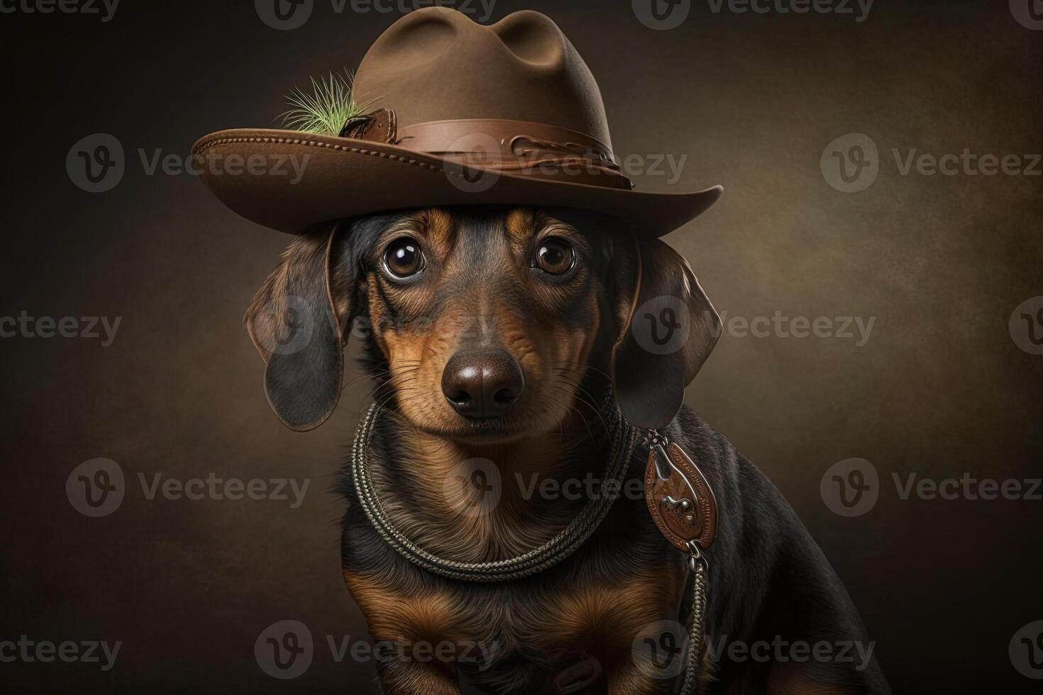 tax hund arkeolog med hatt illustration generativ ai foto