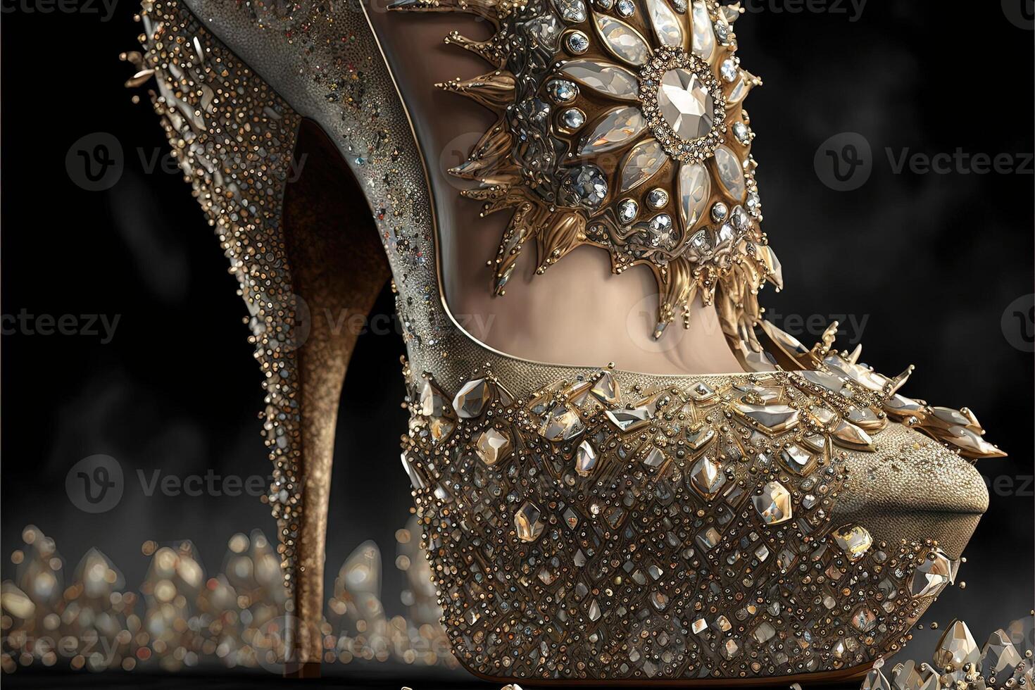 lyx guld och ruter kvinnor skor med hög hälar generativ ai foto