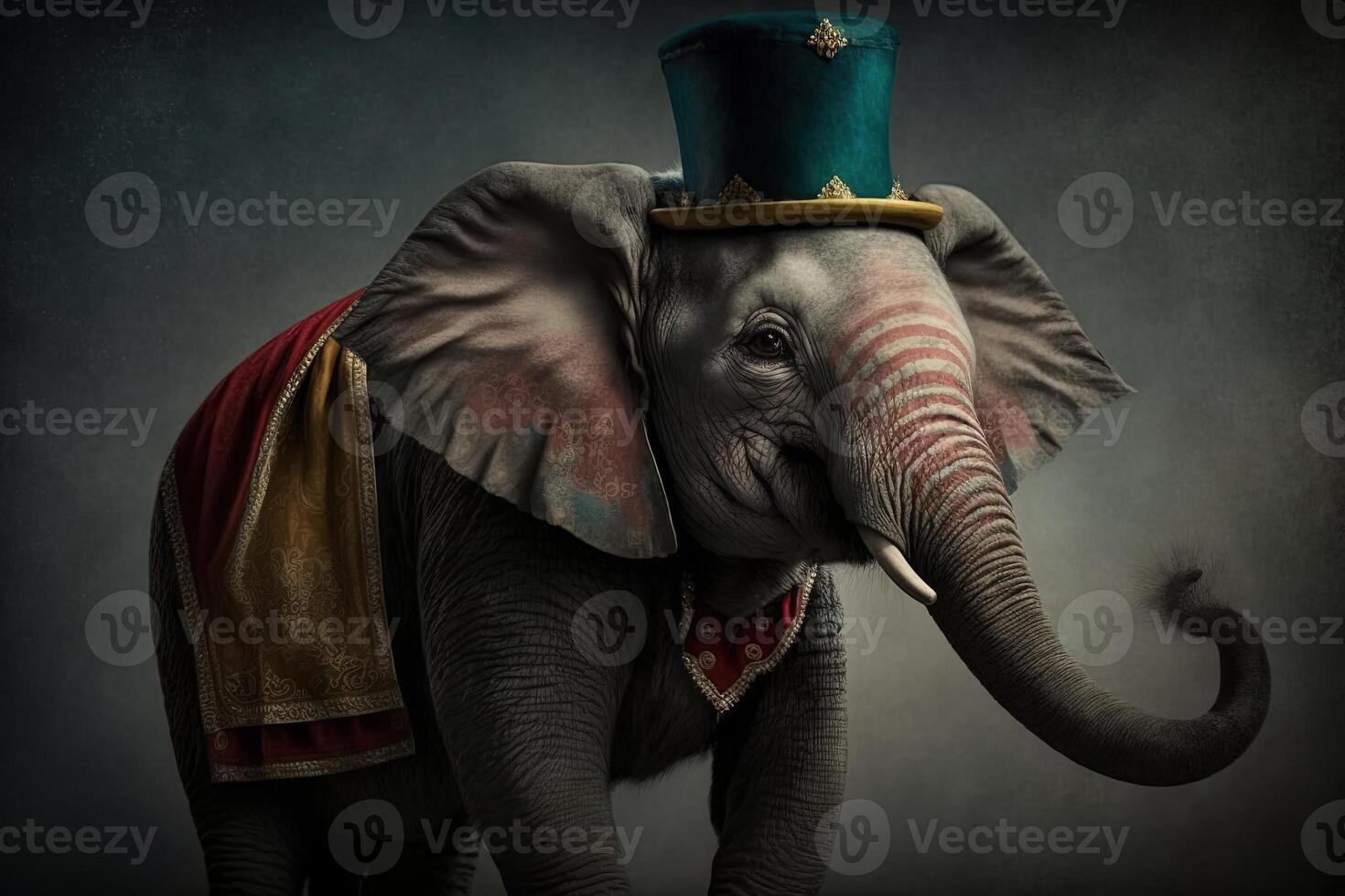 elefant cirkus djur- illustration generativ ai foto