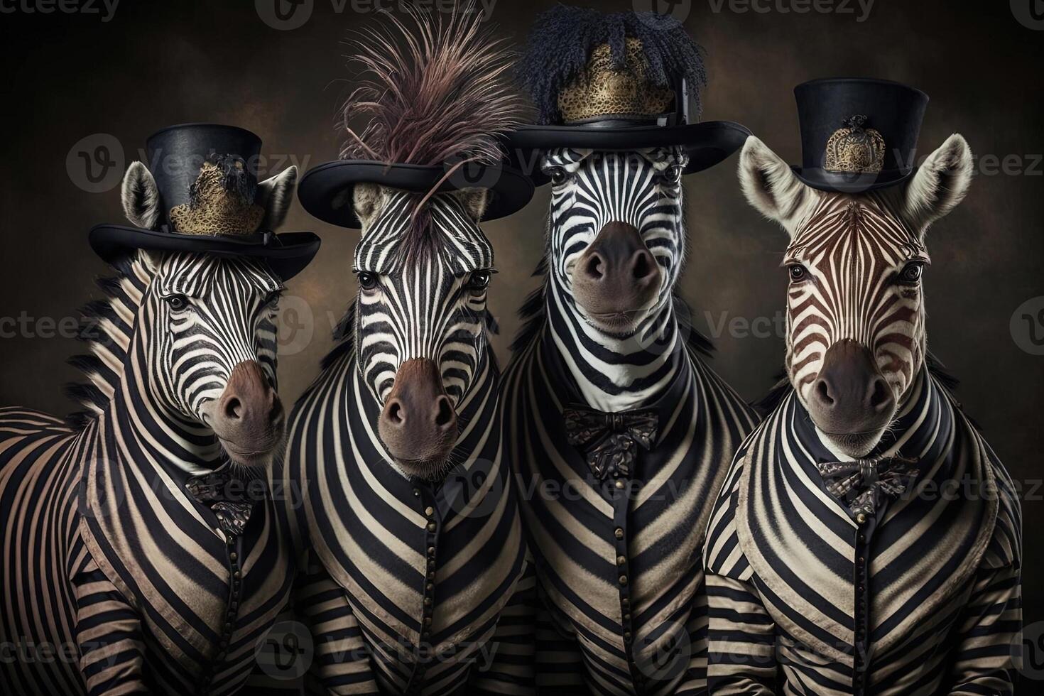 zebra djur klädd i victorian epok Kläder illustration generativ ai foto