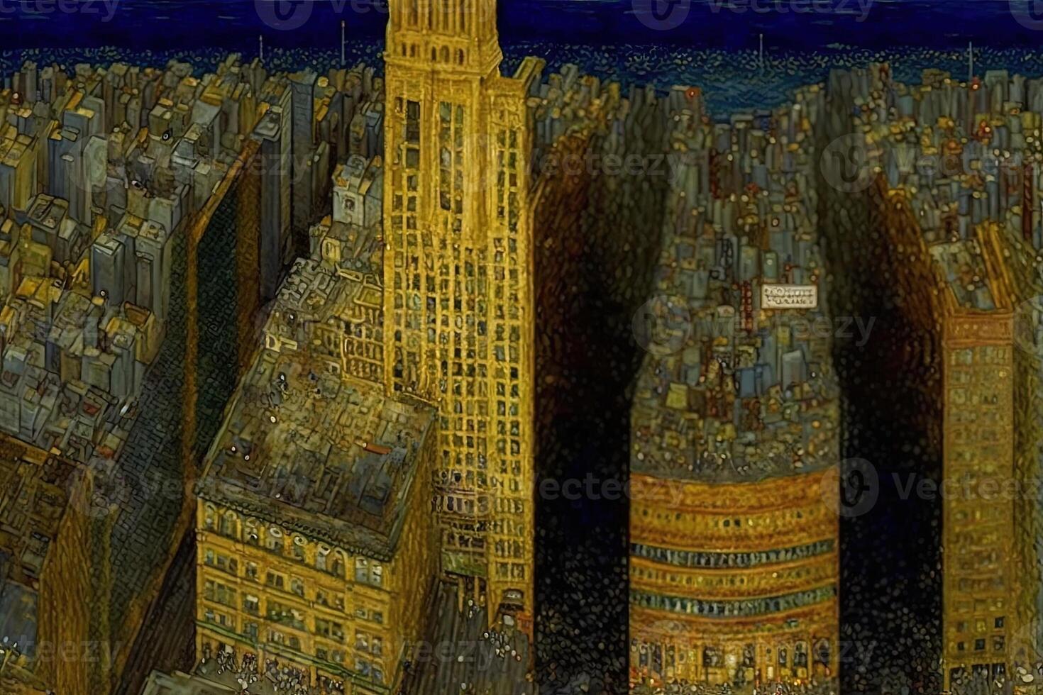 gustav klimt stil imaginär representation ny york stad om målad förbi konstnär illustration generativ ai foto