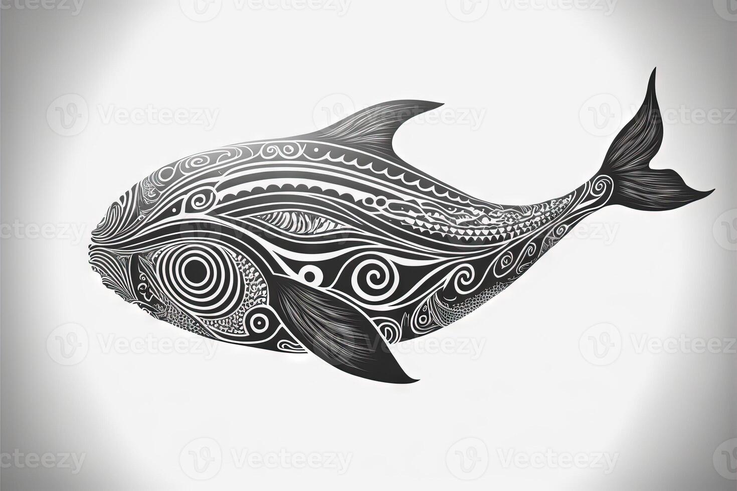 maori stam- val skiss polynesisk tatuering mönster illustration generativ ai foto