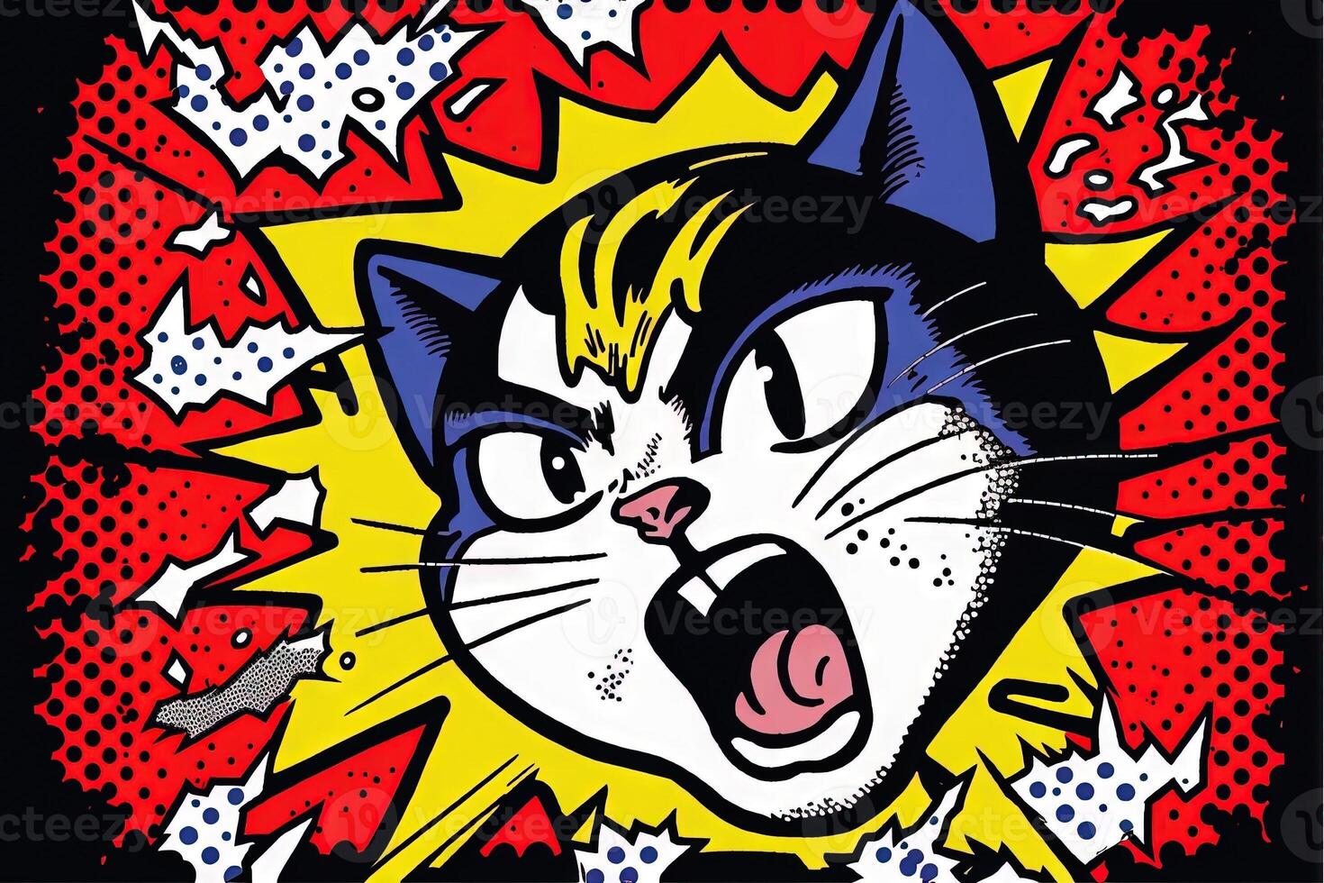 söt katt kattunge i färgrik pop- konst illustration generativ ai foto