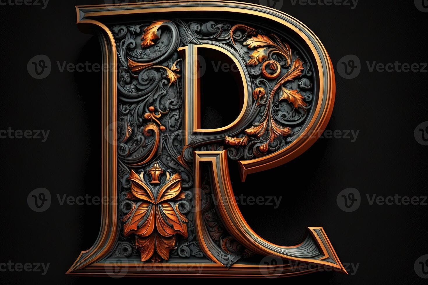 r 3d medeltida brev medeltida stil alfabet samling brev illustration generativ ai foto