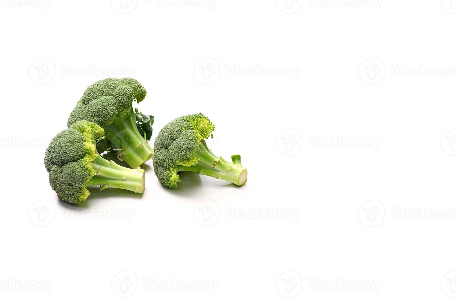 färsk broccolis isolerat på vit bakgrund med kopia Plats. ai genererad foto