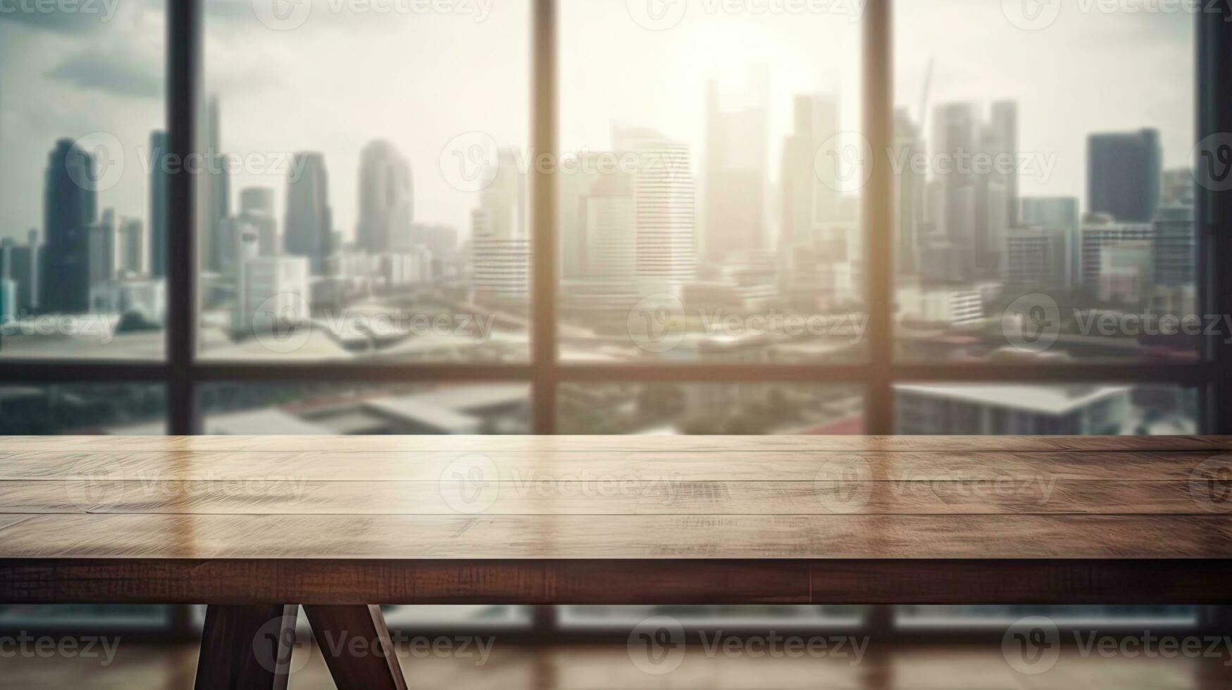 trä tabell topp på fläck glas fönster vägg byggnad bakgrund foto