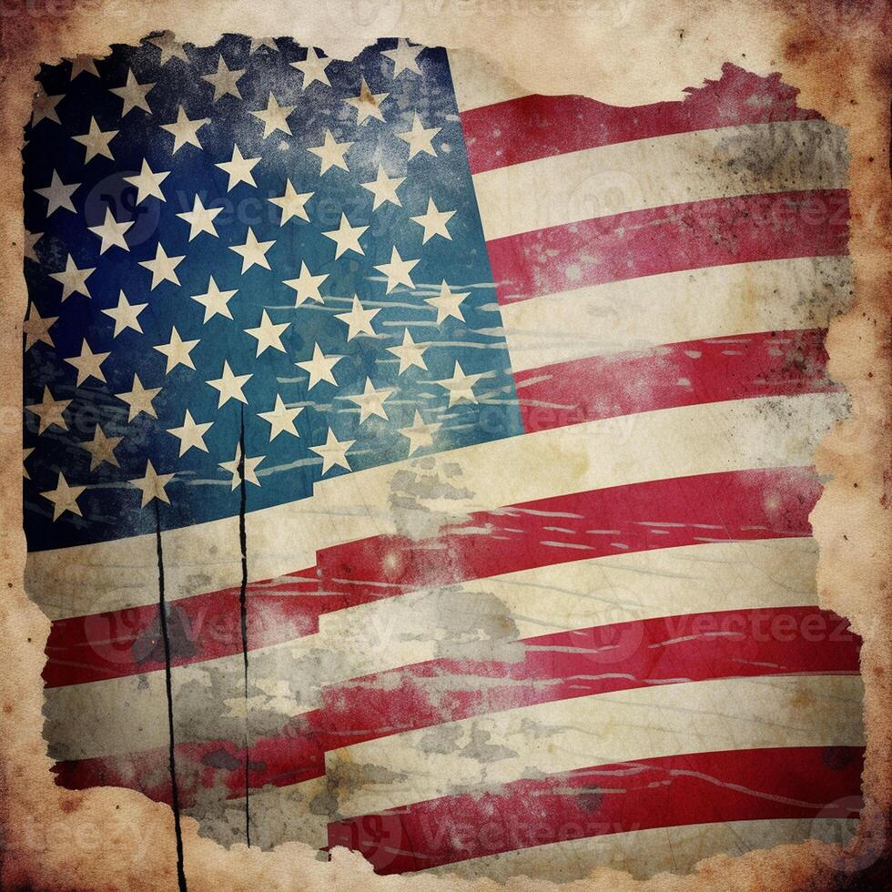 gammal grunge årgång förenad stater flagga, USA grunge flagga, retro flagga, grunge amerikan flagga, retro flagga bakgrund, minnesmärke dag, veteraner dag. ai generativ foto