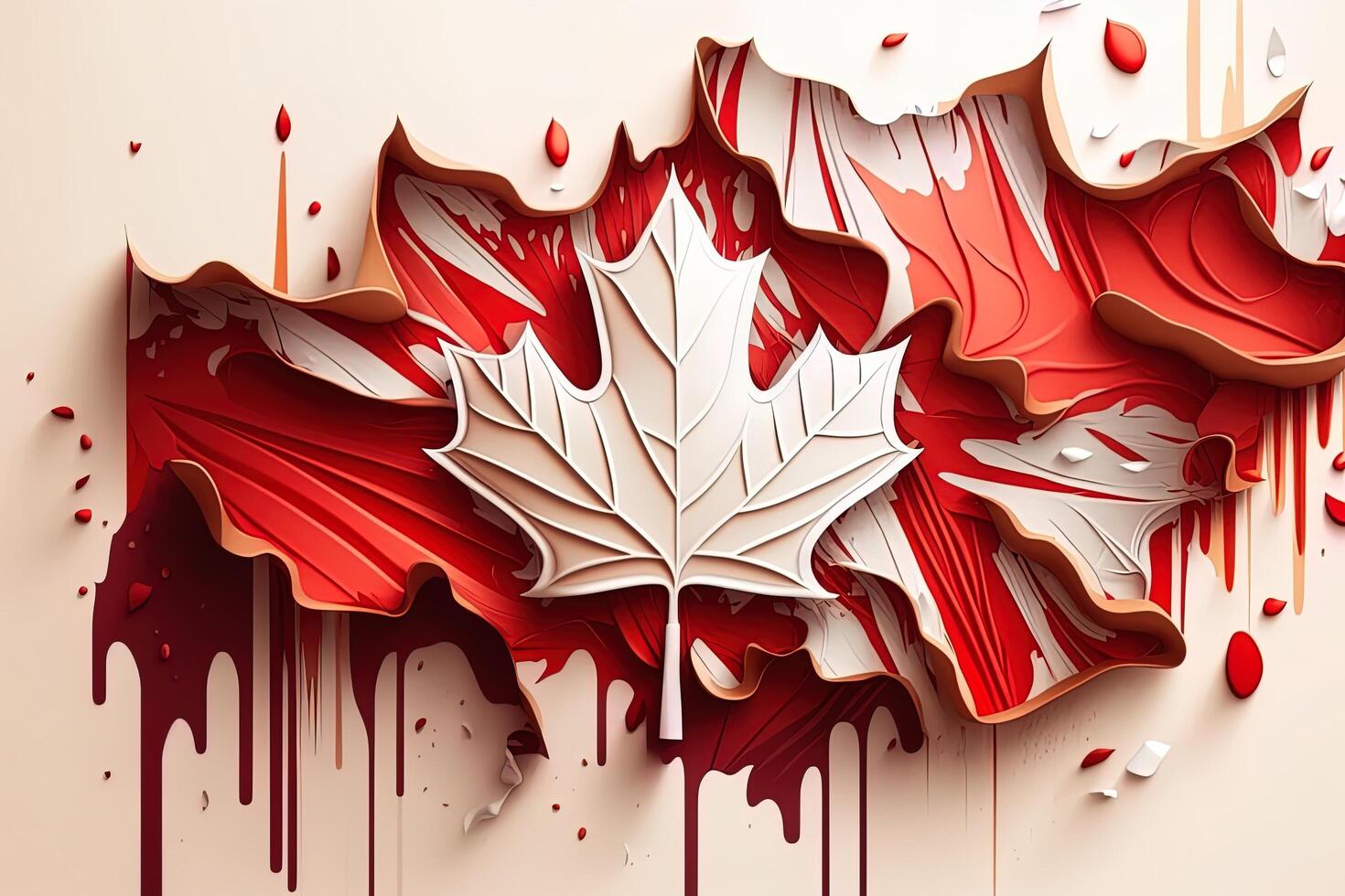 Lycklig kanada dag flagga med stänk effekt genererad ai foto