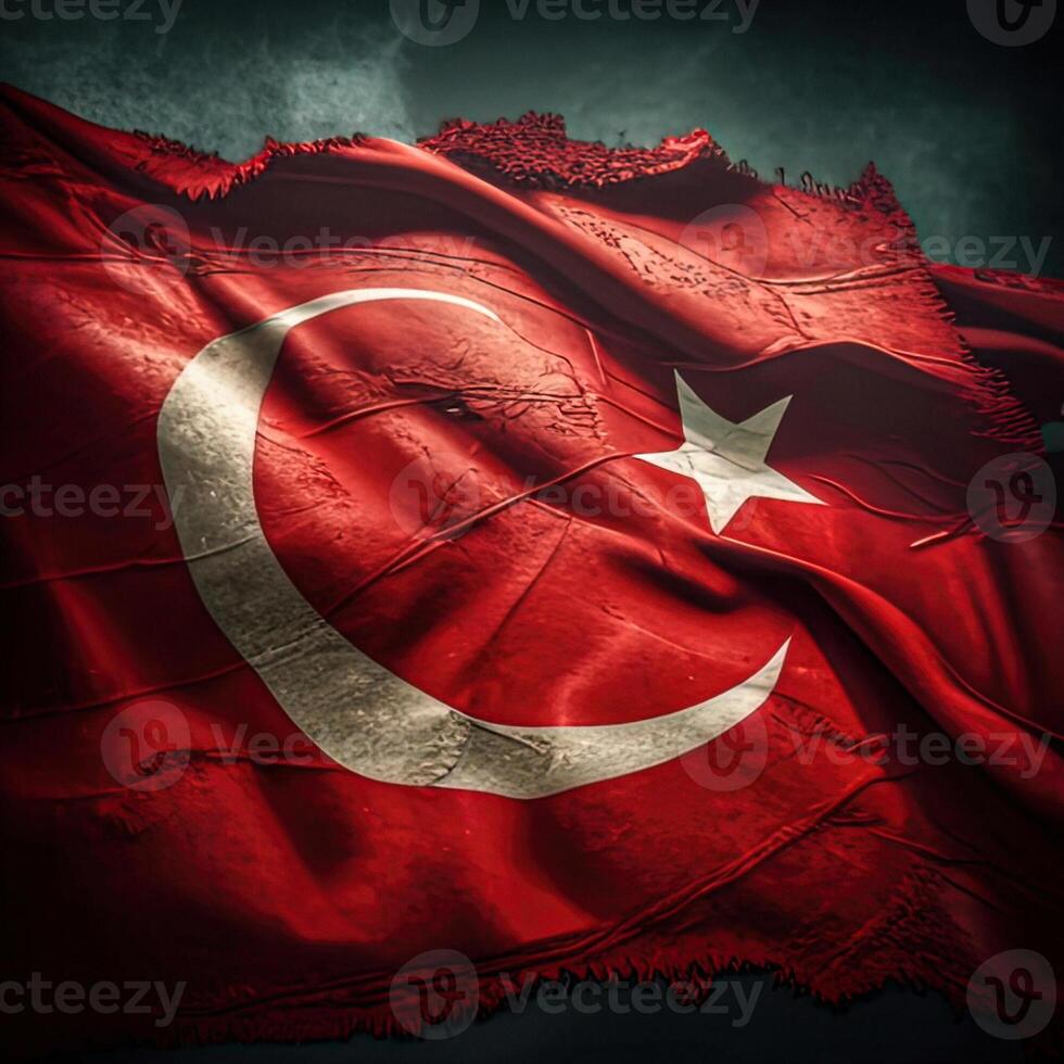 utvecklande turkiska flagga symbol av de Land Kalkon. ai genererad foto