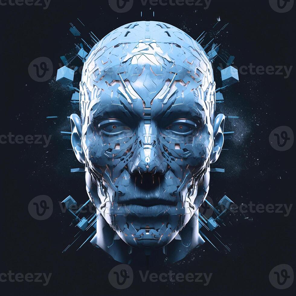 pop- konst, de ritual mask av de virtuell man i cyberrymden. generativ ai foto