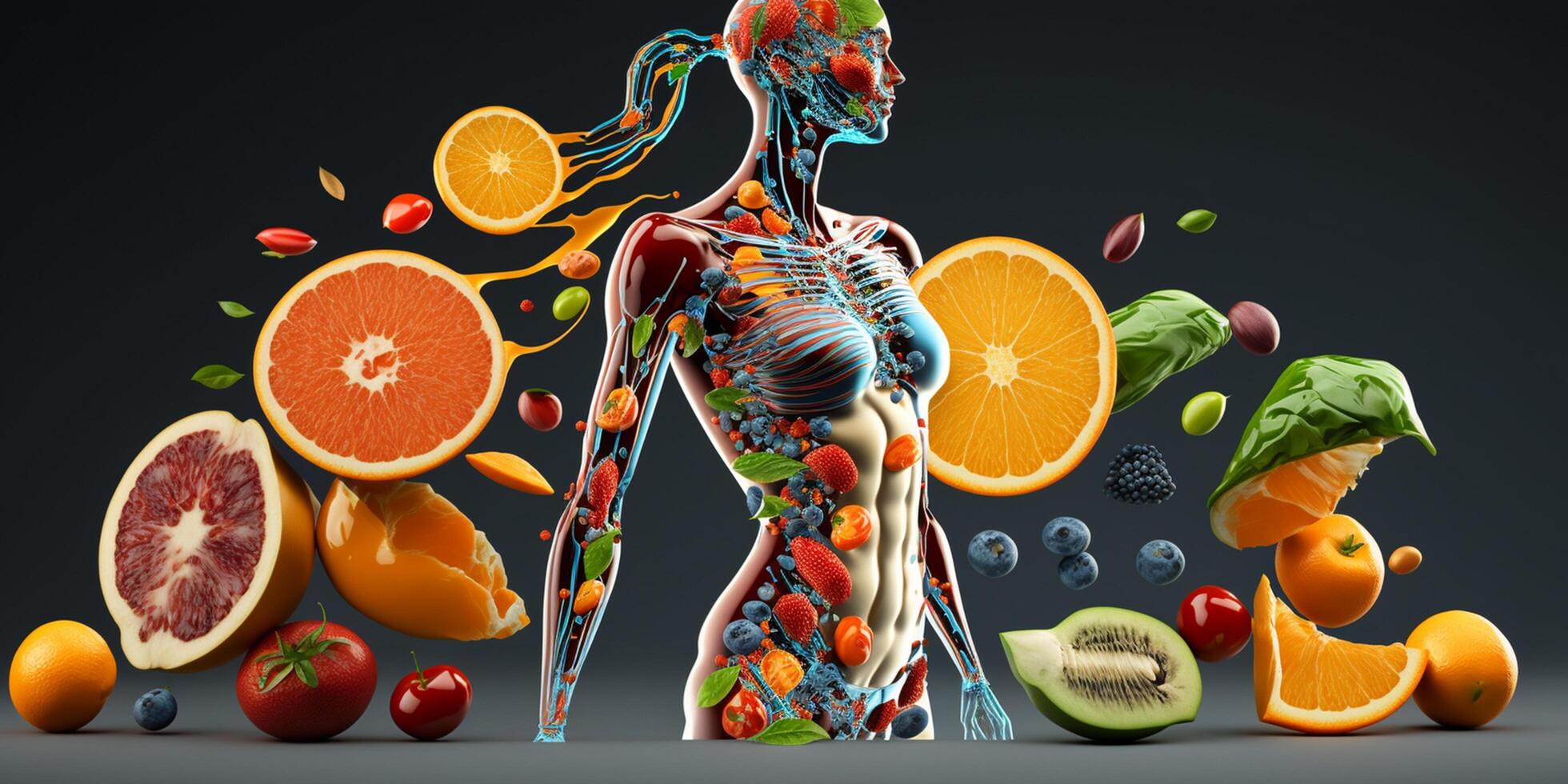 kropp friska diet detox frukt vegetabiliska alkalisk diet ai genererad illustration foto