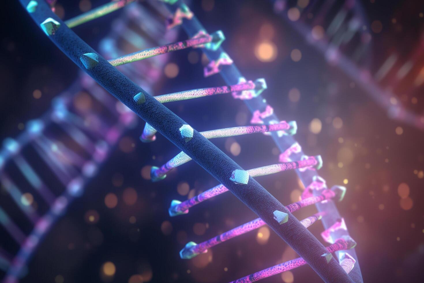 vibrerande 3d illustration av dna replikation i mikroskopisk detalj ai genererad foto