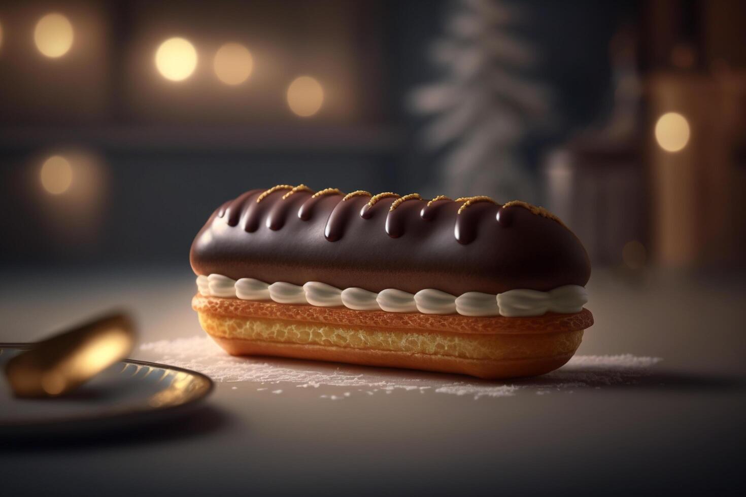 de ljus, smakrik, och utsökt eclair bakverk ai genererad foto