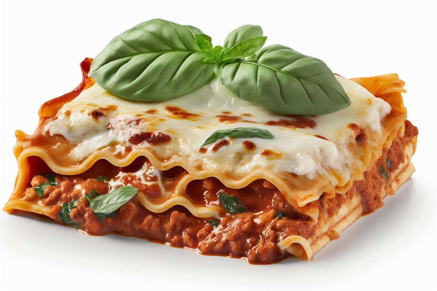 klassisk italiensk maträtt isolerat lasagne på vit bakgrund för matlagning inspiration ai genererad foto