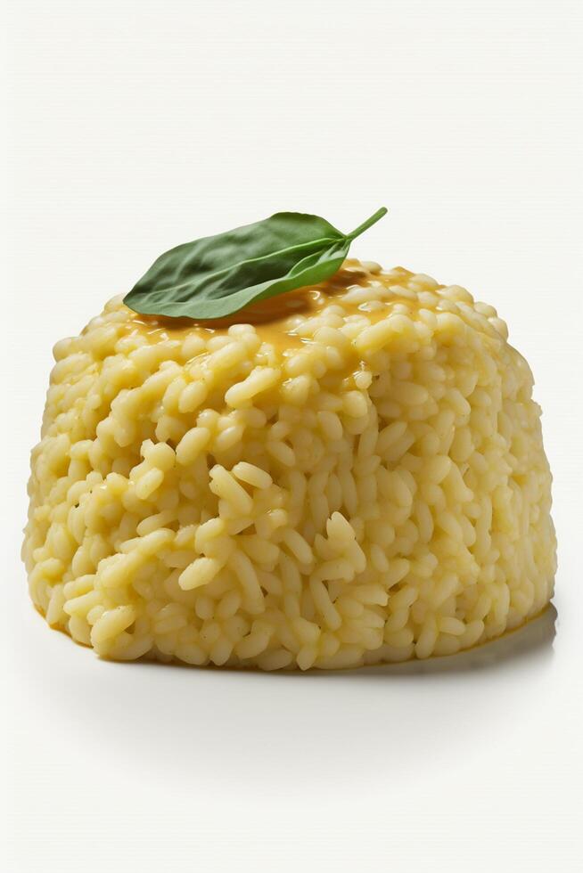 krämig italiensk arborio ris risotto isolerat på vit bakgrund ai genererad foto