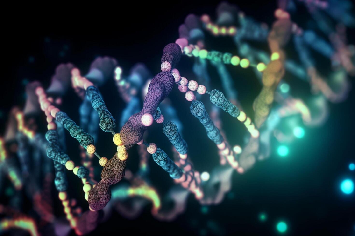 vibrerande 3d illustration av dna replikation i mikroskopisk detalj ai genererad foto