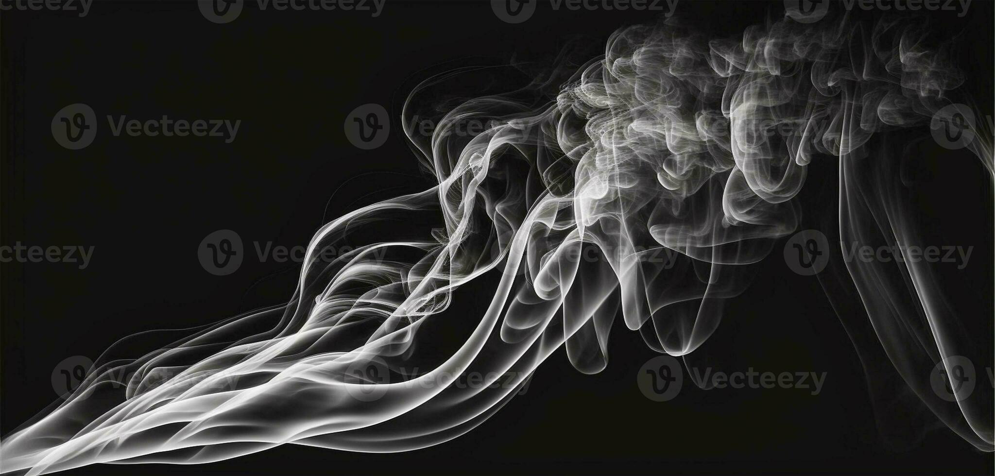 abstrakt vit rök rörelse mot svart bakgrund. foto