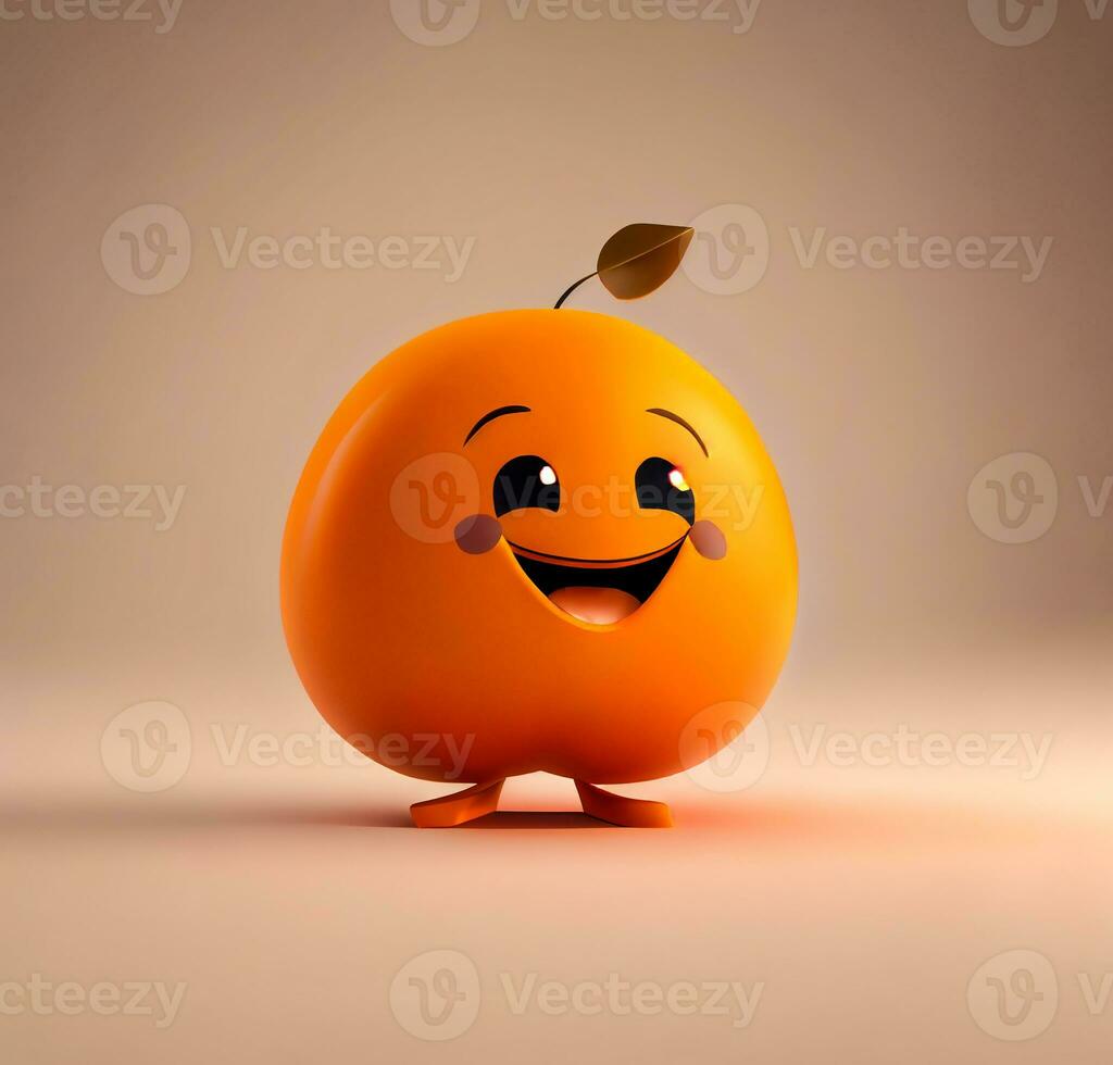 söt tecknad serie orange karaktär med en blad på den foto