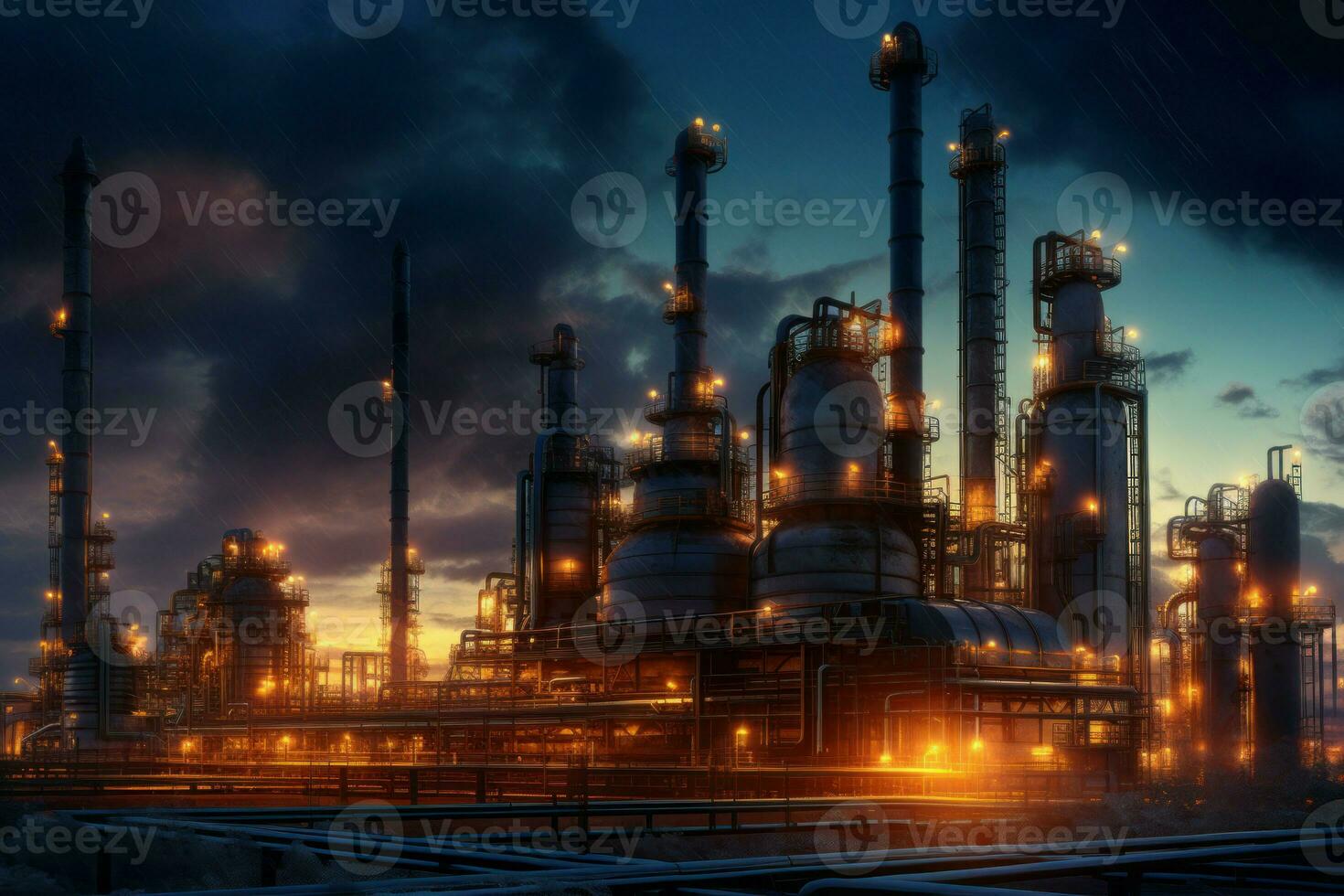 petroleum produktion fabrik kraft. generera ai foto