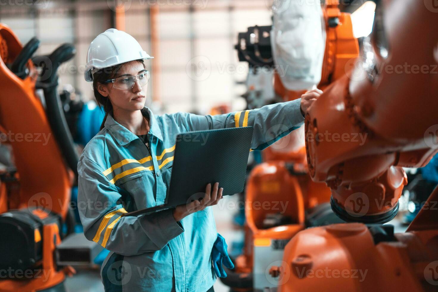 robot ingenjör uppträdande regelbunden underhåll förbi inspektera, testning, och löpning programvara testa till säkerställa robot stanna kvar i standard skick.inspelning, rapportering skadad, oavslutad objekt till handledare foto