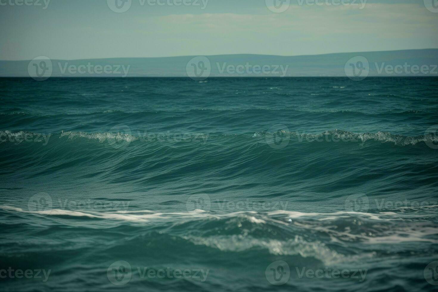 blå Vinka hav soluppgång. generera ai foto