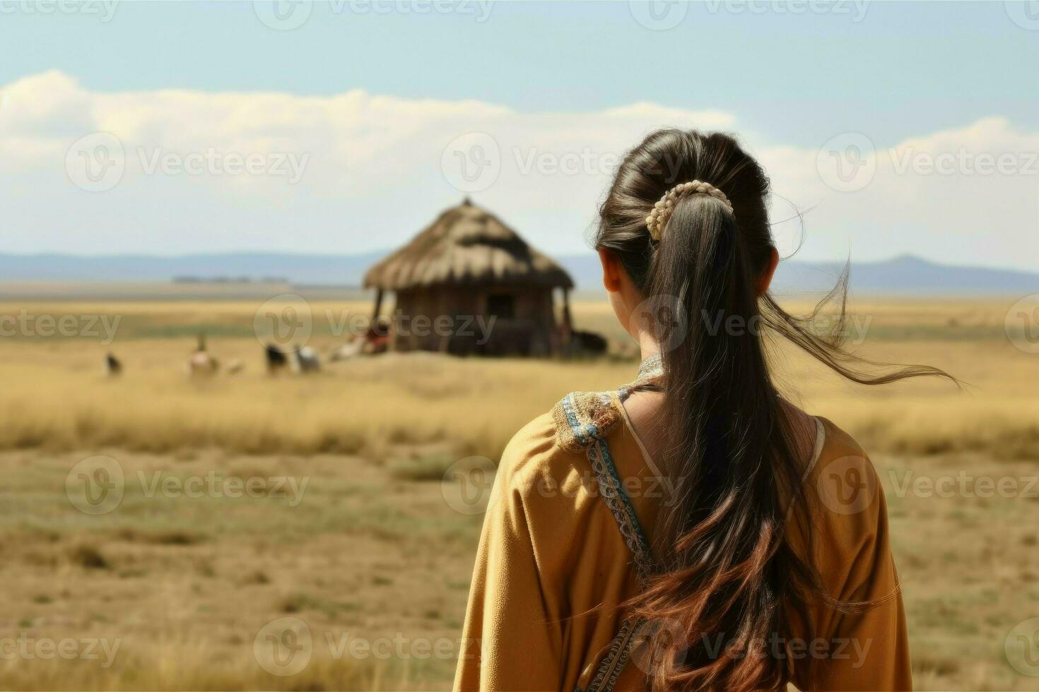 mongoliska gammal kvinna. generera ai foto